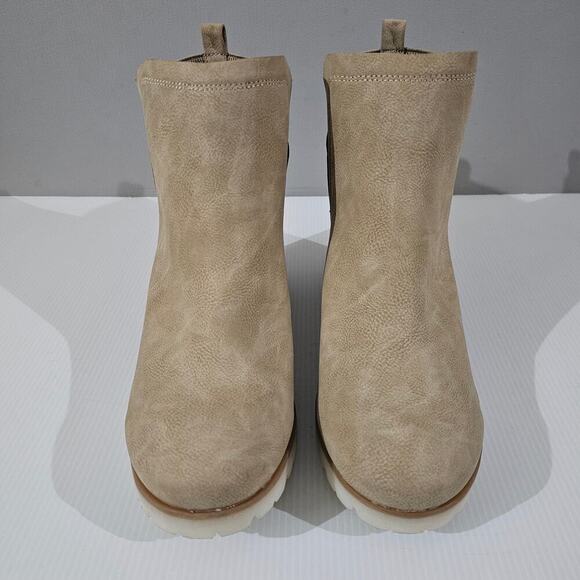 NEW Korks Kork Ease Elsie Ankle Bootie Womens 11 Light Tan Chunky Heel Chelsea - Picture 5 of 12